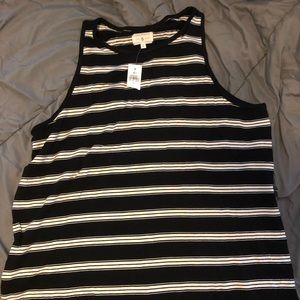 Lou & Grey Black and White Striped Tank Top